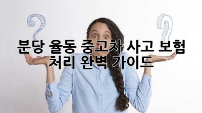 분당 율동 중고차 사고? 보험 처리 완벽 가이드!
